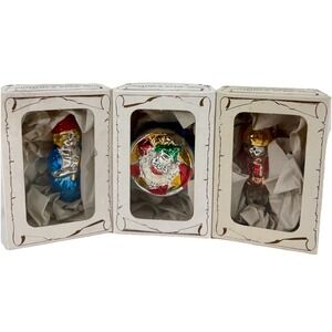 Vintage 3 Inge Glas Collection Christmas Blown Glass Tree Ornaments West Germany